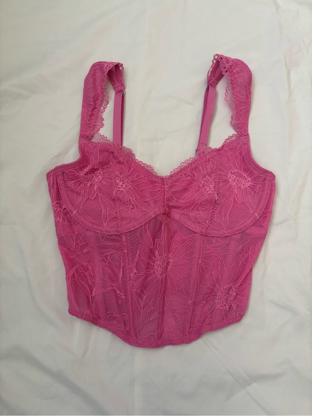 Gilly Hicks Hot Pink Lace Longline corset